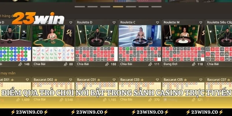 Điểm qua trò chơi nổi bật trong sảnh casino trực tuyến