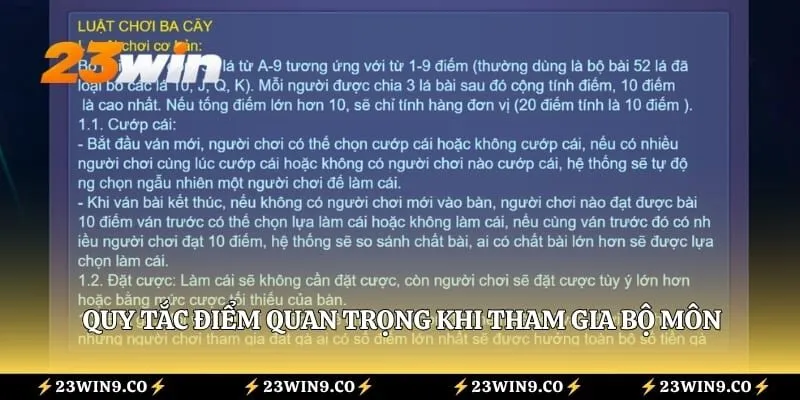 Ba Cây 23WIN – Luật Và Kinh Nghiệm Cần Biết Cho Tân Binh 2 Quy tắc điểm quan trọng khi tham gia bộ môn