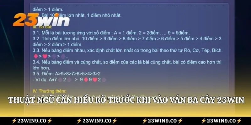 Ba Cây 23WIN – Luật Và Kinh Nghiệm Cần Biết Cho Tân Binh 3 Thuật ngữ cần hiểu rõ trước khi vào ván ba cây 23WIN