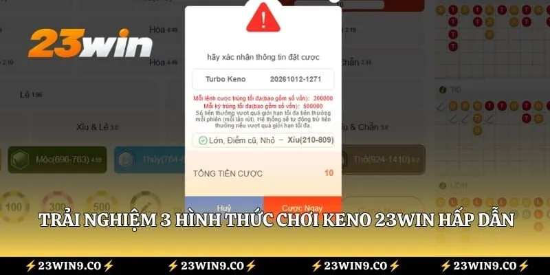 Trải nghiệm 3 hình thức chơi Keno 23WIN hấp dẫn